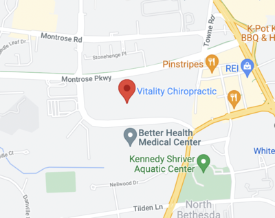 Map to Vitality Chiropractic - Diego Proano in Rockville, MD
